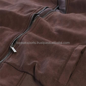 <b>Men's</b> <b>Brown</b> <b>Suede</b> Leather Bomber <b>Jacket</b> Stand Collar Zip Up Casual Vintage Fashion Winter Motorcycle <b>Jacket</b> Custom OEM Wholesale - Product Image 4