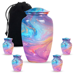 Aluminum Cremation Urn Adult <b>Ashes</b> Memorial <b>Keepsake</b> Vessel with Velvet Drawstring Pouch Custom Pattern - Product Image 4