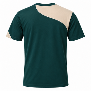 T-shirt vert à manches courtes pour homme, coupe classique, séchage rapide, sportif, col rond, jersey en polyester tricoté - Product Image 3