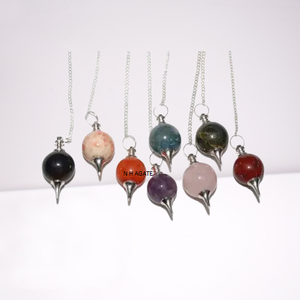 <b>Hot</b> Selling Natural <b>Red</b> Aventurine Gemstone Ball Pendulum with Metal Chain - Product Image 5