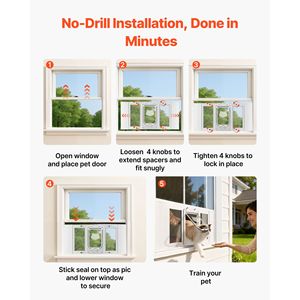 Porta per Gatti da Finestra Regolabile 27-32 Pollici con 4 Modalità di Chiusura Sicura, Telaio in Alluminio, Vetro ad Alta Trasparenza, Accessori per Porte e Finestre - Product Image 5