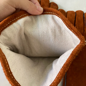 Gants de sécurité en cuir industriels, 14 pouces de long, manchette droite, résistants à la chaleur, résistants à l'abrasion, texture lisse pour une protection maximale - Product Image 4