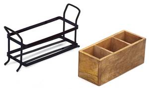Handmade Mango Wood <b>Kitchen</b> Utensil <b>Caddy</b>: Farmhouse Organizer - Product Image 2