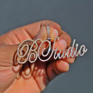 จี้เพชรโมอิสซาไนต์สลักชื่อตามสั่ง เงินแท้ 925 สร้อยคอแบบสั่งทำพิเศษ สไตล์ฮิปฮอป ประดับเพชร ของขวัญ - Product Image 1