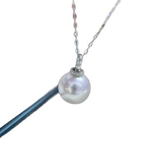 Collar de Moda con Colgante de Perla de Agua Dulce Natural Edison, Plata 925, Redonda, con Luz Intensa, 10-11 mm, con Cierre de Broche - Product Image 5