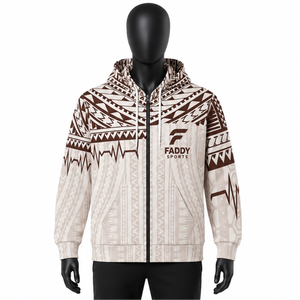 Nouvelle Arrivée 2026 – Sweat à Capuche Personnalisé à Motifs Polynésiens – Vente en Gros Direct Usine OEM ODM – Sweat à Capuche Entièrement Zippé à Imprimé Tribal - Product Image 1