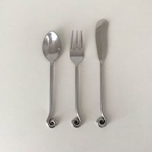 ชุดช้อนส้อมเงินสำหรับร้านอาหาร ช้อนส้อมมีดทองเหลือง 3 ชิ้น ชุดเครื่องเงินสำหรับงานอีเว้นท์ - Product Image 6