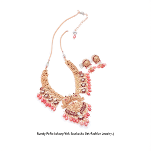 <b>Ruby</b> Pearl Heavy Work <b>Necklace</b> Set-Fashion Jewelry - Product Image 2