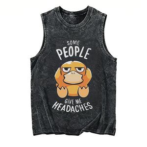 Camiseta sin mangas para hombre 2026, transpirable, de punto, informal, oversize, estilo vintage lavado, con estampado de anime, ecológica, de secado rápido, cuello redondo, para yoga, deportes y verano - Product Image 5