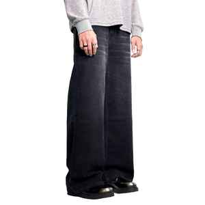 Manufacturer Direct Men's Wholesale Breathable Casual Dark Straight Solid Denim Jeans Embroidery for Summer Autumn Winter - Product Image 3