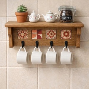 Wooden Key <b>Hook</b> Holder Ideal For Keys Kitchen Hanging Mugs And <b>Towels</b> Wall Mounted Multi Purpose Storage Organizer From India - Product Image 4