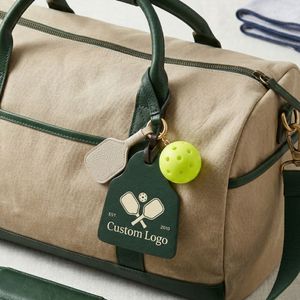 JR Brand Custom Logo Soft Pickleball Bag Charm PU <b>Leather</b> <b>Keychain</b> Silk Screen Printed Cute Style Sports Promotional Gift - Product Image 5