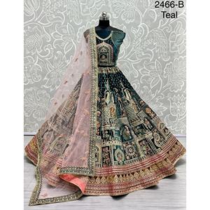 Fabzone Indian Bridal Velvet Collections Vestidos de novia con Zarkhan Work para novias - Product Image 4