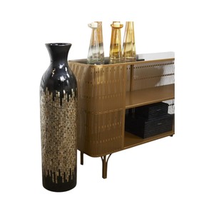 Vase de luxe irisé en nacre, fait main, incrusté de coquillages, pot de fleurs pour décoration d'hôtel et de mariage - Product Image 3