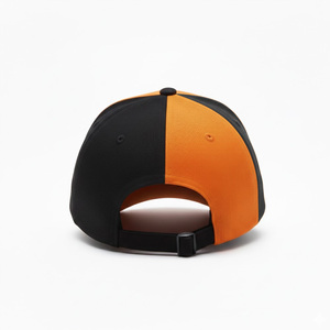 Casquette de baseball unie premium orange et noire 100 % coton réglable avec fermeture snapback pour hommes et femmes – Casquette de baseball vierge personnalisable en gros - Product Image 4