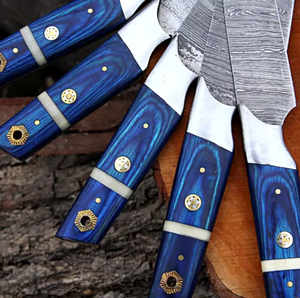 Juego de Cuchillos de Damasco LEGACY BLADES Premium, los Más Vendidos, con Mango de Madera, Forjados a Mano, Cuchillos de Cocina para Chef con Bolsa de Cuero Enrollable - Product Image 4