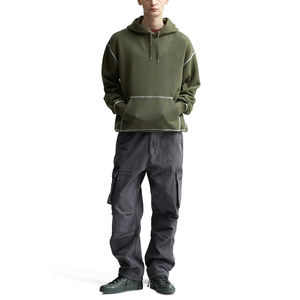 Al por mayor, sudadera con capucha para hombre de invierno, de algodón/poliéster premium, lisa, lavada, transpirable, con cordón, estilo casual urbano, tallas grandes - Product Image 6