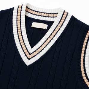 Suéter con Capucha de Cachemira para Hombre, Cuello en V, Manga Regular, Color Sólido, Antiarrugas, Forro de Lana Transpirable, Ropa de Invierno, Azul Marino y Blanco - Product Image 4