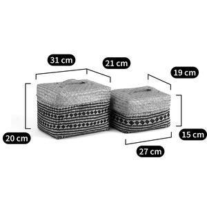 Ensemble de 2 paniers en jonc de mer avec motif à carreaux noirs, paniers de rangement faits à la main, vente en gros, écologiques, fabriqués au Vietnam - Product Image 4