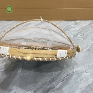 Seagrass food <b>cover</b> with brown and orange pattern Kitchenware and <b>table</b> decoration Wholesale eco-friendly Made in Viet Nam - Product Image 5