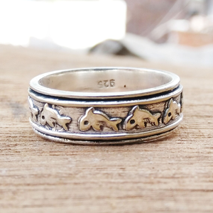 Fish <b>Spinner</b> <b>Ring</b> Ocean Fidget <b>Ring</b> Handmade Anxiety Relief <b>Ring</b> Marine Life Jewelry Boho Statement <b>Spinner</b> <b>Ring</b> - Product Image 1