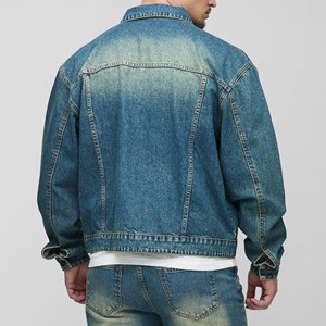 <span class=keywords><strong>Giacca</strong></span> in Denim di Qualità per Uomo, Casual, con Ricami, Antivento, <span class=keywords><strong>Oversize</strong></span>, Spalle Scese, Effetto Vissuto, Nero, 100% Cotone, Invernale - Product Image 5