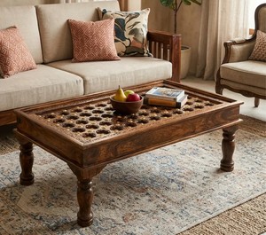 Vintage Style Turned Leg <b>Coffee</b> <b>Table</b> |Traditional Center <b>Table</b> | Classic Solid Wood Living Room <b>Coffee</b> <b>Table</b> - Product Image 1