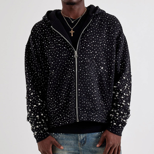Top <b>Material</b> Sustainable Affordable price durable Men Rhinestone Hoodie High Manufacturer New soft Fashion Men Rhinestone Hoodie - Product Image 1