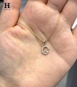 Collar con Colgante de Diamante con Letra G Personalizada, Collar con Inicial del Alfabeto en Oro de 14k para Mujer, Joyería Fina Minimalista - Product Image 1