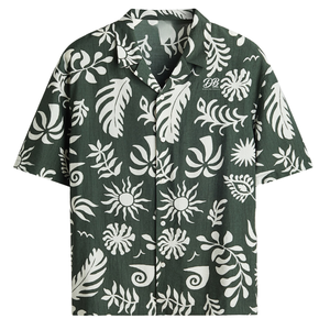 Mens Muslin Short Sleeve <b>Shirt</b> Relaxed Fit Lightweight Breathable Casual Button Up Summer Vacation <b>Resort</b> Beachwear Top - Product Image 5