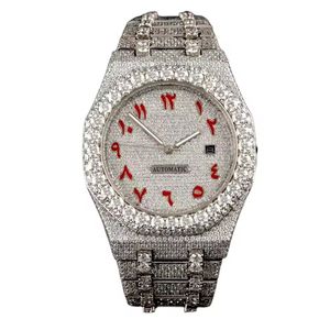Montre en acier inoxydable pour homme, quartz, entièrement sertie de diamants, calendrier, étanche, luxe, hip-hop, montre-bracelet pour homme d'affaires - Product Image 2