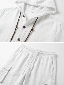 เสื้อเชิ้ตแขนสั้นผ้าซาตินคอตตอน 100% สำหรับผู้ชาย รุ่นใหม่ประจำฤดูร้อนปี 2026 ชุดเซ็ต 2 ชิ้น คอตั้ง สไตล์วินเทจลำลอง แห้งเร็ว เหมาะสำหรับใส่ไปชายหาด - Product Image 5