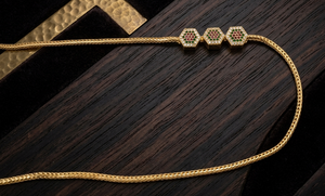 Divyoro Trio Hexagon Cluster 22K Gold Plated <b>Rope</b> <b>Chain</b> Classic Minimalist Design Women's Necklace Party & Gift Orissa - Product Image 2