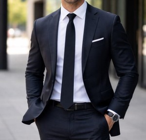 Blazer Homme Sur Mesure Anti-Plis Respirant Coupe Slim Décontracté Sportif Anti-Boulochage Structuré Veste de Costume Polyester/Coton - Product Image 1