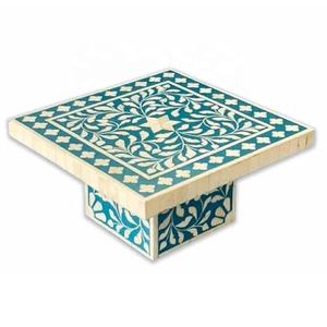 Support à gâteau carré et assiette à motif floral de haute qualité, incrustation d'os, fait à la main, présentoir à dessert décoratif, prix de gros - Product Image 5