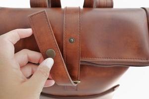 Leather Anti-Theft <b>Roll</b> Top <b>Backpack</b> Vintage <b>Backpack</b> Bag Unisex Waterproof Travel Day Pack Zipper LTBP-0262 - Product Image 6