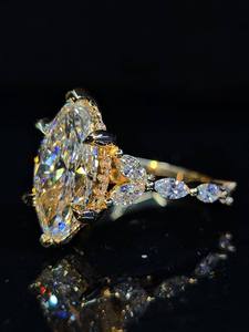 Custom Moissanite <b>Ring</b> Oval Halo Pave Gold Plated <b>Eternity</b> Band Engagement Jewelry for Women <b>silver</b> <b>ring</b> - Product Image 3