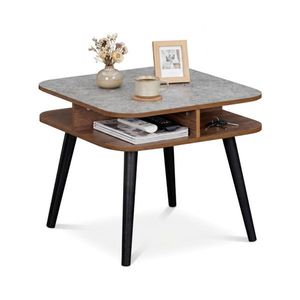 24\" Square Faux <b>Marble</b> <b>Side</b> <b>Table</b> with 4 Storage Shelves End <b>Table</b> for Living Room Bedroom Coffee <b>Tables</b> - Product Image 1