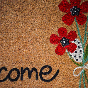 Alfombra de Entrada Welcome Blossom Coco, Alfombra de Fibra Natural con Reverso de PVC, Alfombra de Entrada de Diseño, Alfombra Decorativa para el Hogar - Product Image 5
