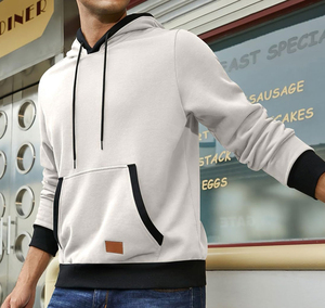 Sudadera con Capucha Negra de Algodón Tejido para Hombre, Estilo Casual de Otoño, con Bolsillo y Ribete Negro - Colección de Sudaderas y Hoodies - Product Image 4
