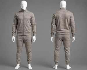 <b>Men's</b> Light Gray Beige Camouflage Tracksuit Set Zip <b>Jacket</b> Jogger Pants Sportswear Athletic Casual Wear - 2 Piece - Product Image 1