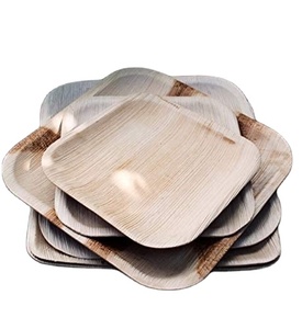 100% naturel Areca feuille de palmier jetable écologique biodégradable assiettes carrées bols durable gravé plante motif haut - Product Image 4