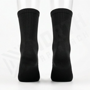 Black Crew Socks Breathable Polyester Spandex Knitted Running Athletic Socks for Adults Summer Sport Wear - Product Image 2