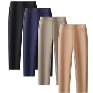 High Waist Solid Color Full Length Knitted <b>Leggings</b> Pockets Stretchy Spandex Women's Yoga Pants <b>Summer</b> Sweat-Wicking Thin - Product Image 1
