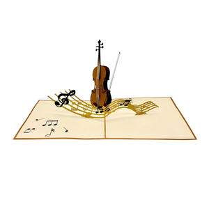 Tarjeta Musical 3D Pop-Up con Violín, Diseño Personalizado, Hecha a Mano, Regalo Promocional, Decoración para el Hogar, Tendencia en Vietnam - Product Image 5