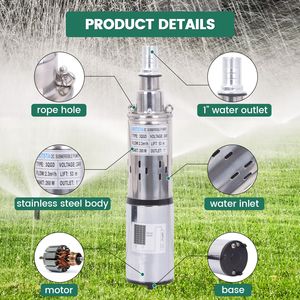 Solare 260W 24V in acciaio inox pompa sommergibile pozzo con 1 \ "uscita Max testa 173FT 55,77ft filo nero per la fornitura di acqua profonda - Product Image 2