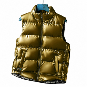 Minimalist Plain Men Hooded Puffer Vest Quilted <b>Thermal</b> Reflective Lining <b>Gilet</b> - Product Image 2