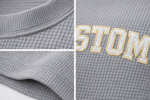 Nouveau design, logo personnalisé, t-shirt en coton texturé à col rond, coupe ample, style streetwear, t-shirt décontracté pour homme, t-shirt uni tendance - Product Image 6