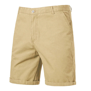 Shorts Bermuda Décontractés pour Hommes, Taille Mi-Haute, Couleur Unie, Tissu Oxford en Coton, Braguette Boutonnée, Poches, Respirant, Style Tissé - Product Image 1