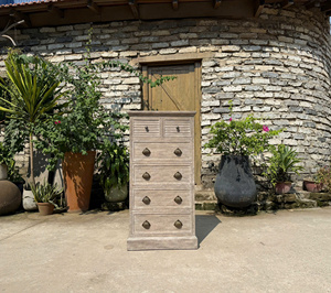 Chair <b>Walnut</b> Solid Wood 5 <b>Drawer</b> Dresser Rustic Storage Cabinet Brown Wooden Chest for Bedroom Living Room Viet Nam - Product Image 3